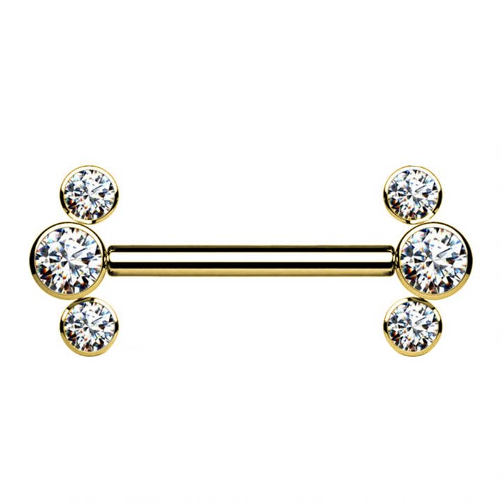 Awaken - Wholesale Single Earring - Barbell with Crystals PL-1071