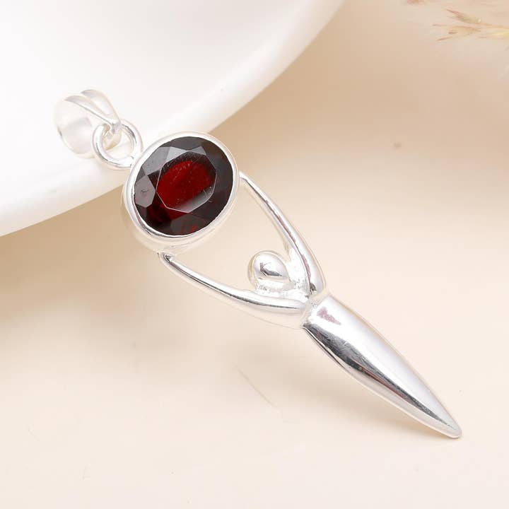 The Abstract Goddess Pendant: Stylized Garnet Figure Pendant for wholesale by AG 925 JEWELLERY