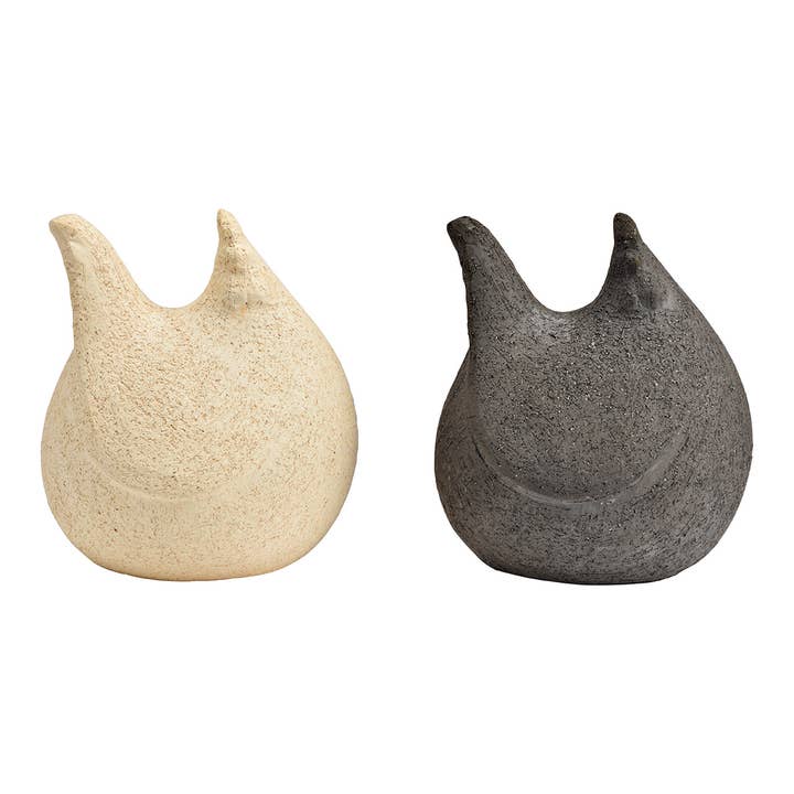 Wurm - Wholesale Decorative Figurine - Ceramic chicken beige, black set of 2, (W/H/D) 15x17x14cm