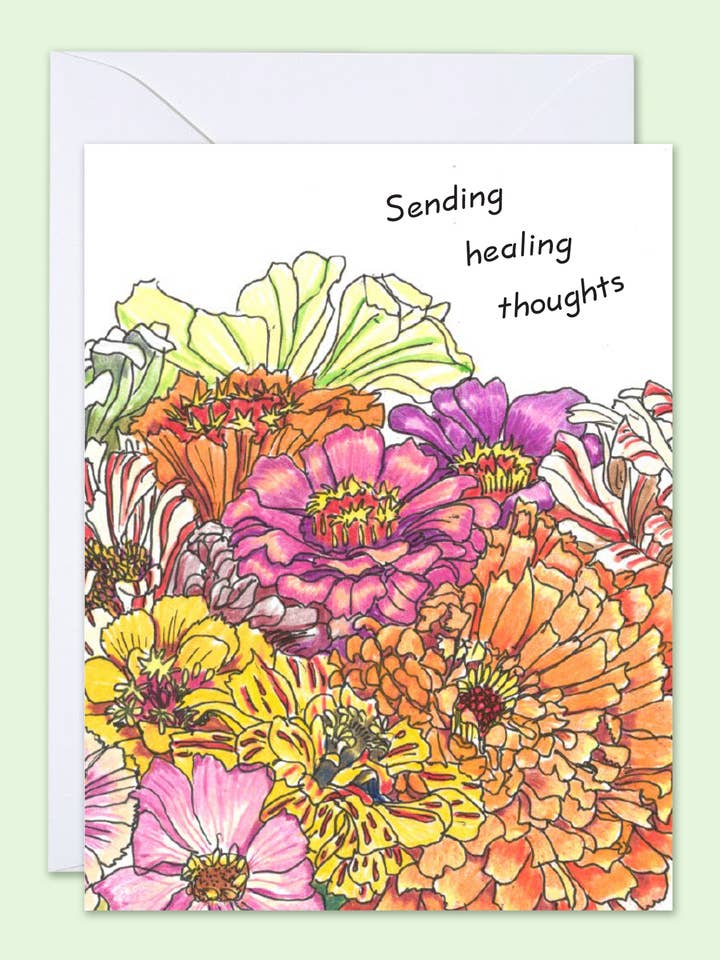 Get Well Card Sending Healing Thoughts for wholesale by Vivid Cottage