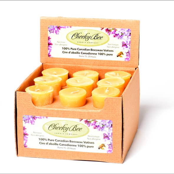 18-Count Display Votives – Gold for wholesale by Cheeky Bee Candle Company Inc.