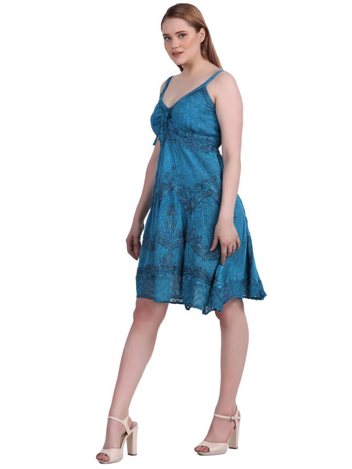 Advance Apparels - Wholesale Dress - Women's - Mid-Length Acid Wash Dress 1304