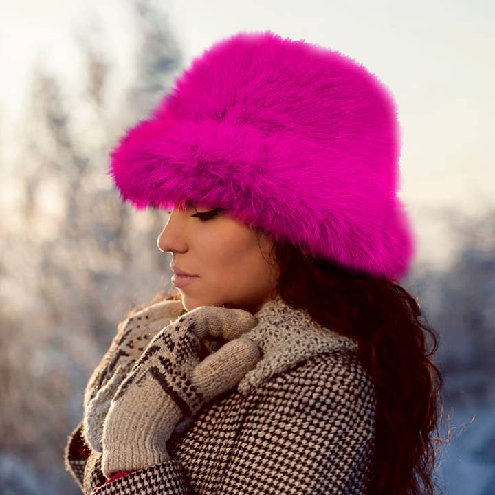 Sensibling Corp. - Wholesale Bucket Hat - Women's - Fuzzy Faux Fur Bucket Hat