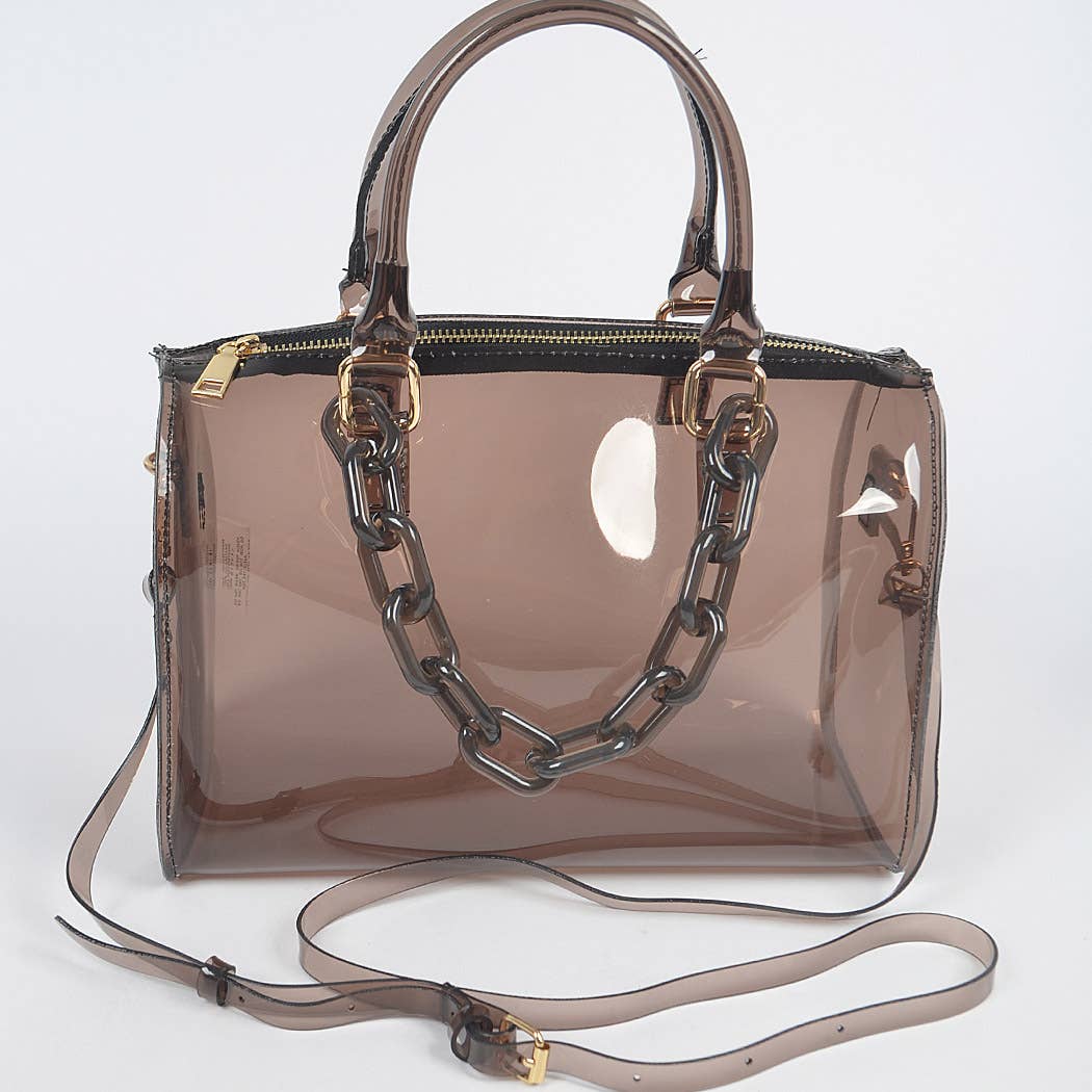 3AM BY H&D ACCESSORIES - Wholesale Top Handle Bag - Women's - Transparent Duffle Bag W/Acrylic Chain6