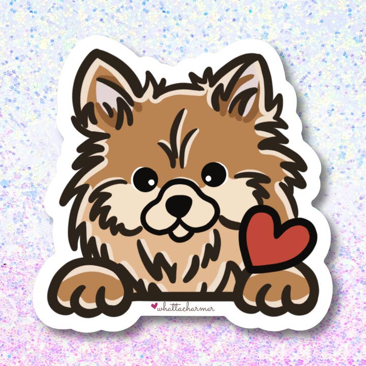 Pomeranian Dog Sticker, Orange for wholesale by WhattaCharmer