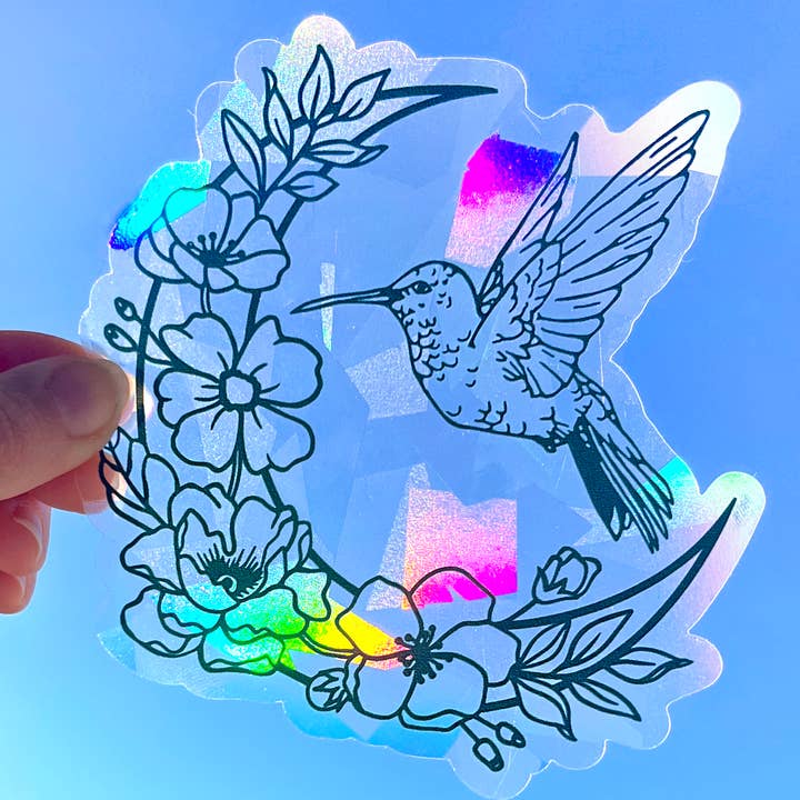 Hummingbird Suncatcher Window Decal, Spring Window Sticker for wholesale by Art by Sharell