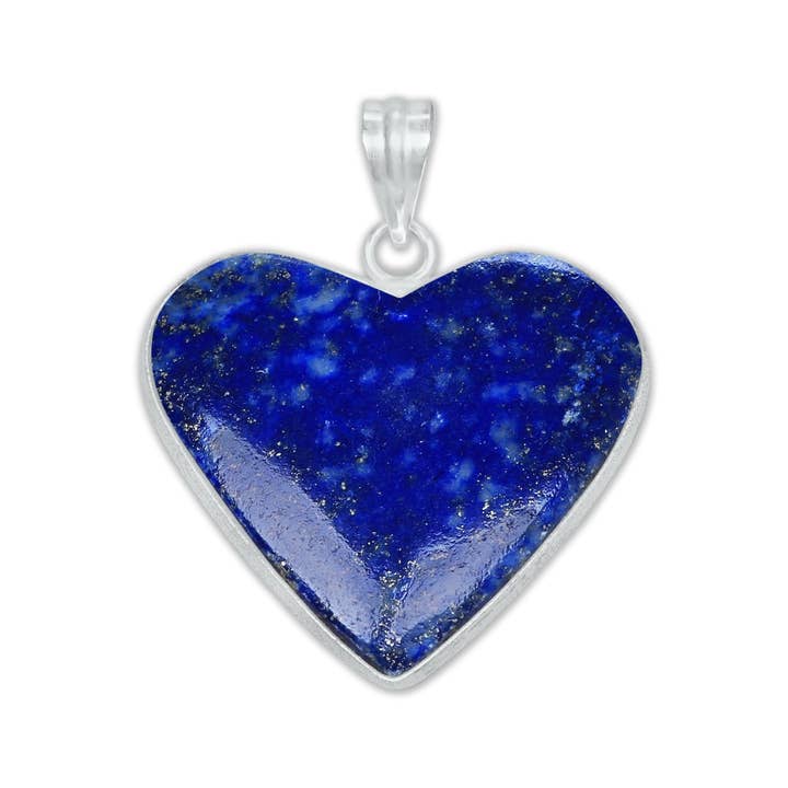 Handmade Jewels - Wholesale Individual charm/pendant - Lapis Lazuli Heart Pendants - Silver Plated, Mixed Sizes, Simple Works5