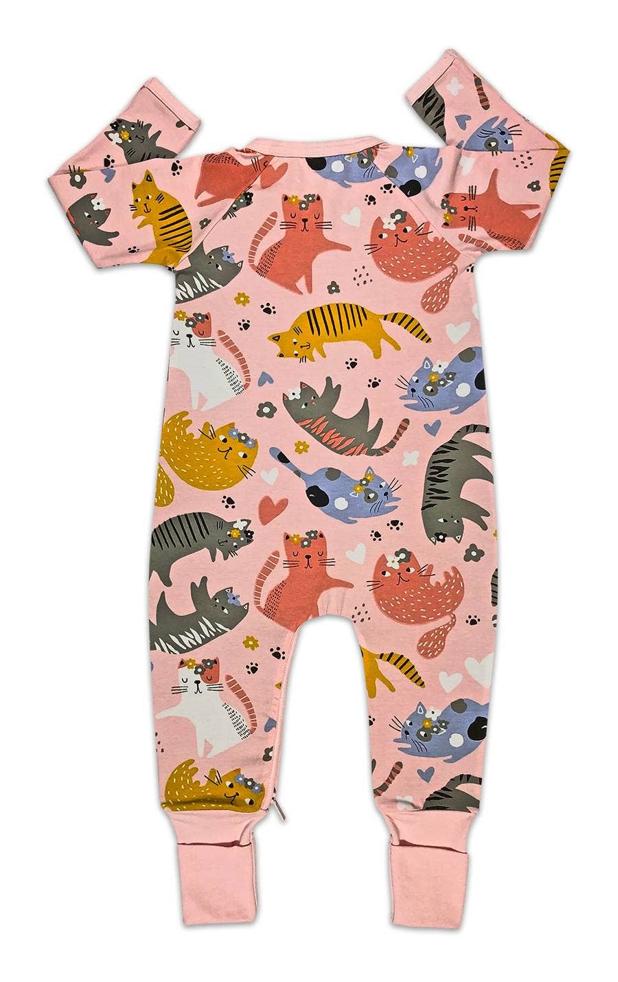 Good Luck Sock - Wholesale Sleepsuit - Baby - Kitty Cats, Pink Baby Pajamas1