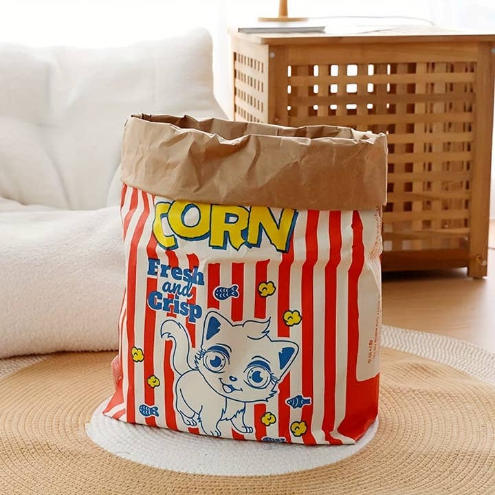 DIYSTORE – wholesale Leksak - Katt – Hållbar och rolig kattleksak: Tecknad popcornpåse för att interagera och leka med din katt eller hund - Inga batterier krävs