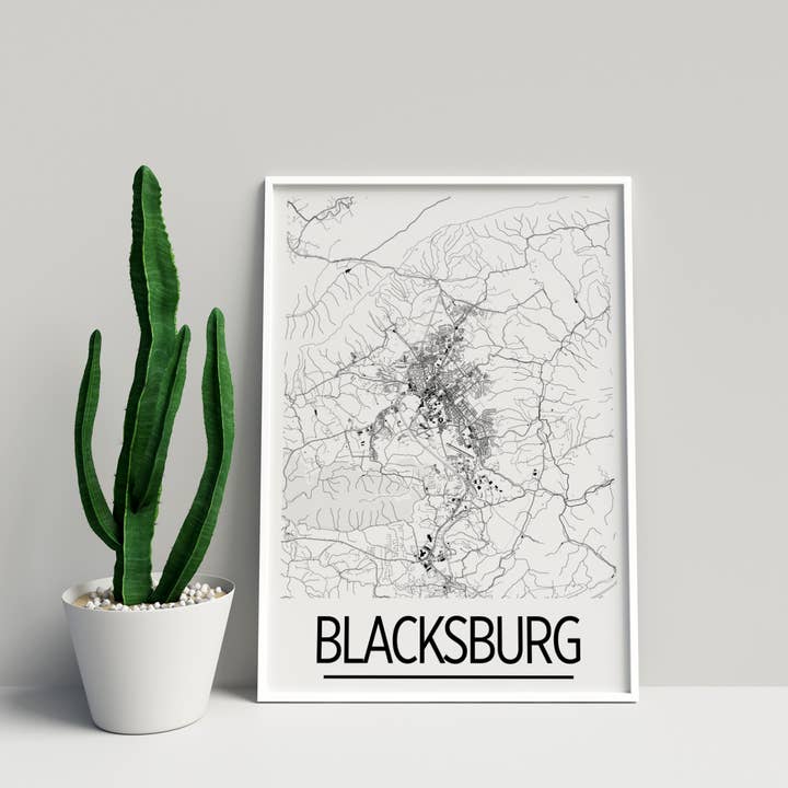 11" x 14" Blacksburg Map Print - Art Deco Style for wholesale by ILIKEMAPS