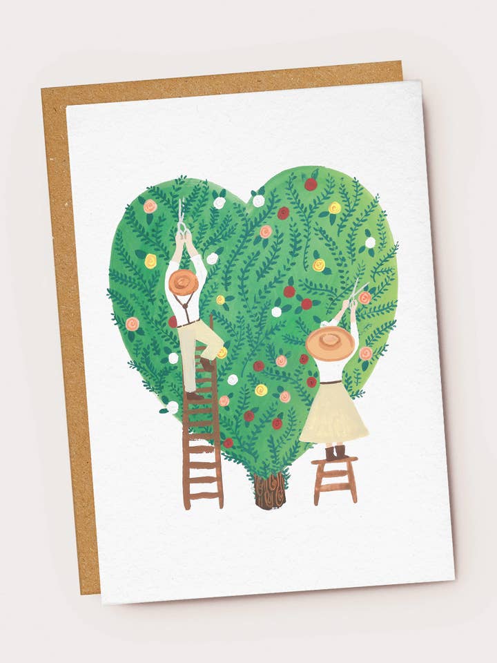 Topiary Heart Love Card for wholesale by Jade Fisher