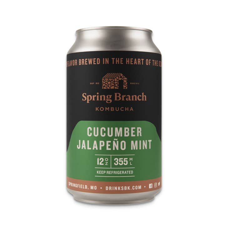 Cucumber Jalapeño Mint Kombucha, 12 oz for wholesale by Spring Branch Kombucha