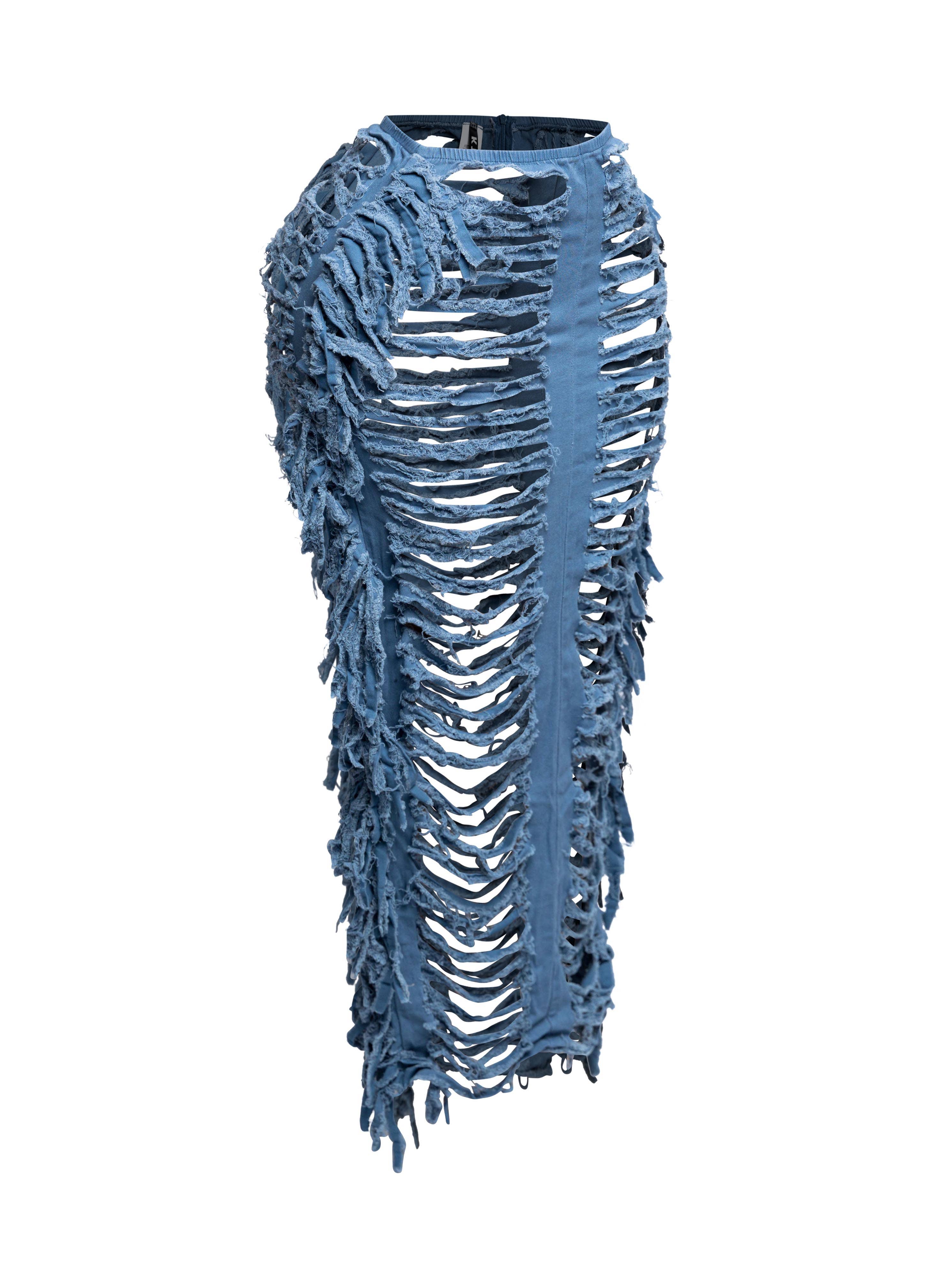 K Too - Wholesale Skirt - Women's - Distressed fringe maxi skirt1