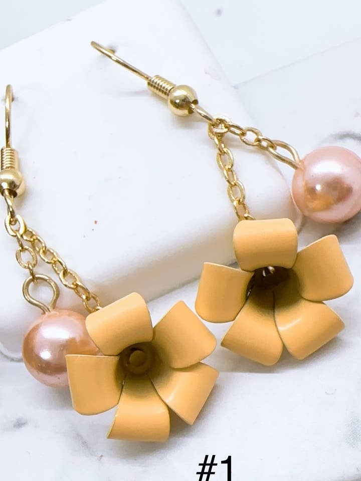 Puakenikeni Flower with pink pearl small difference colors for wholesale by Anela's Jewelry