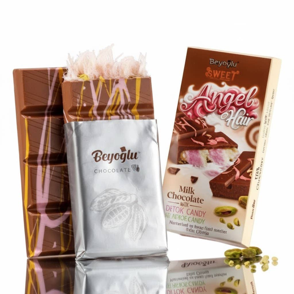 Aladdin - Venta al por mayor Dulces con chocolate - Beyoglu Algodón de Azúcar de Chocolate con Leche Cabello de Ángel Pistacho3