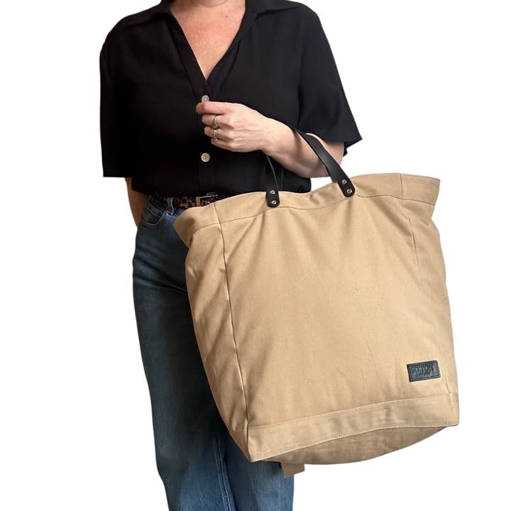 Clovelly backpack - Sand - plain cotton canvas for wholesale by Sixton London