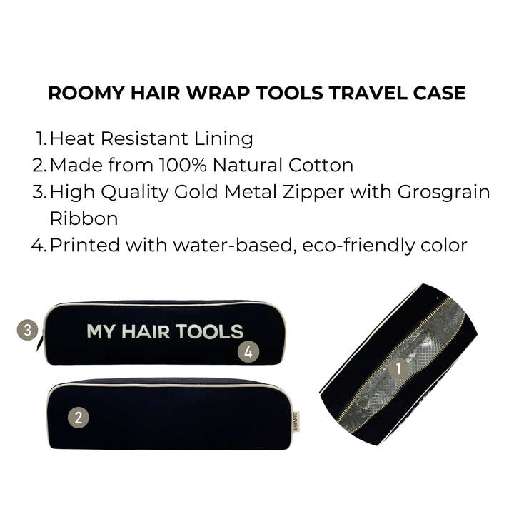Bag-All - Wholesale Makeup/Cosmetic Bag - Roomy Hair Wrap Tools Travel Case, Black4