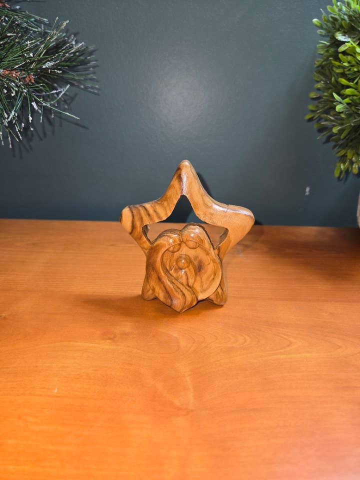 Olive Wood Nativity Scene_ Holy Family in Star of Bethlehem for wholesale by Holyland Artisans