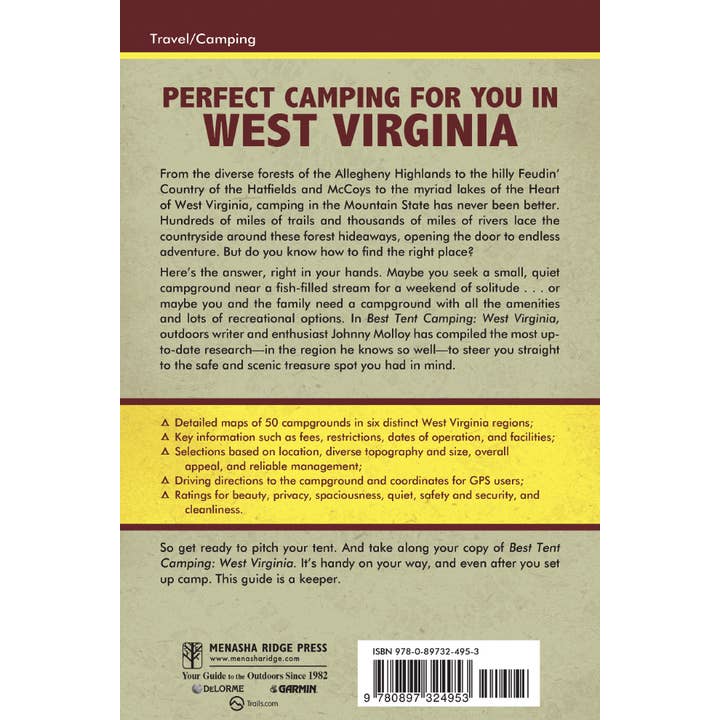 AdventureKEEN - Wholesale Book - Adult - Best Tent Camping: West Virginia 3e