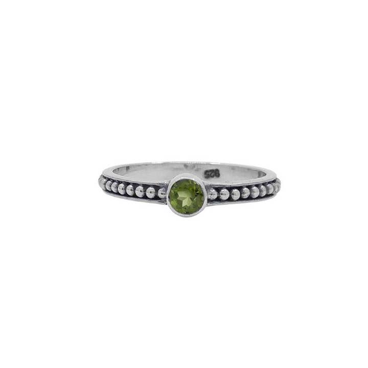 Sterling Silver Granulation Band with Peridot for wholesale by SITA