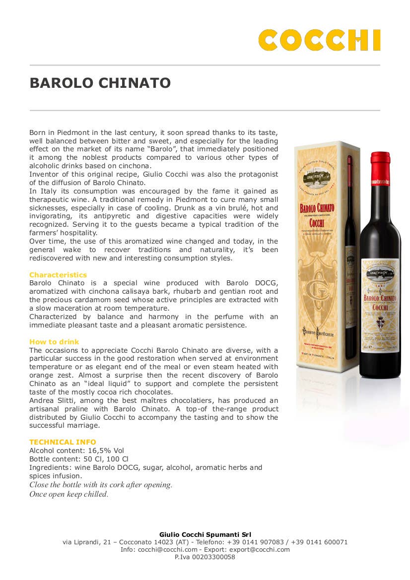 Metina SAS - Wholesale Red Wine - Barolo Chinato Aromatic Cocchi Wine 50 cl.4
