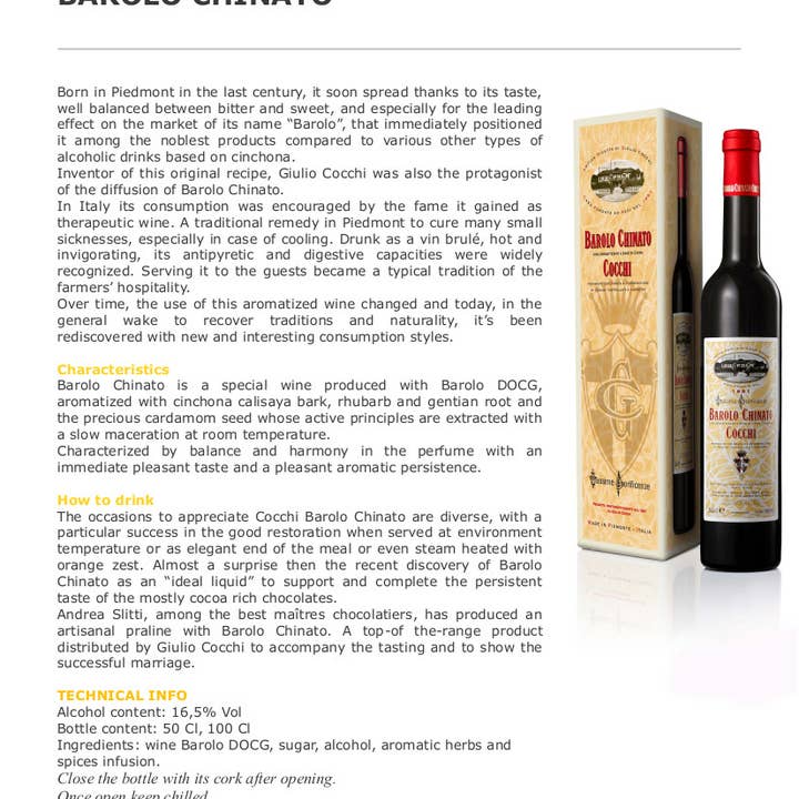 Metina SAS - Wholesale Red Wine - Barolo Chinato Aromatic Cocchi Wine 50 cl.4