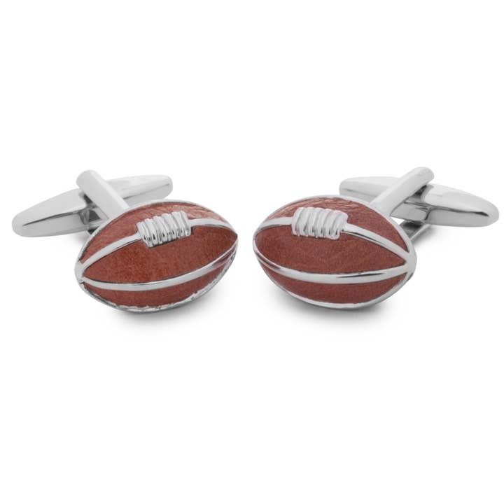 Cufflinks for shirt in the shape of a brown rugby ball for wholesale by Ox Gemelos