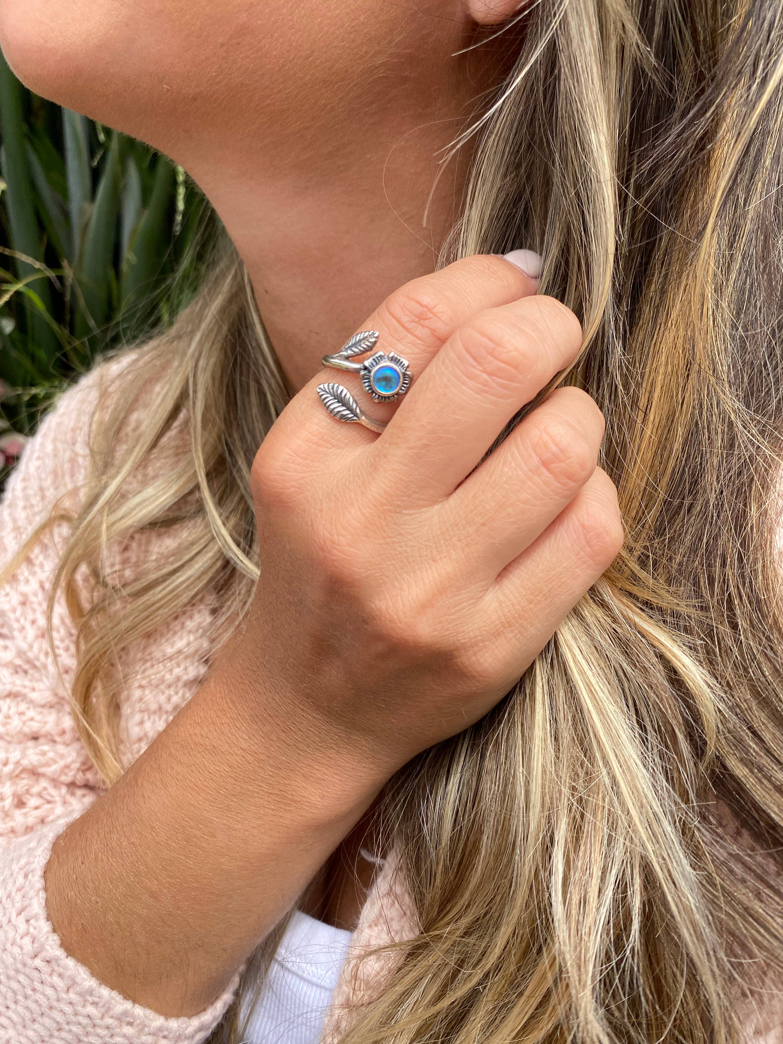 LeightWorks - Wholesale Cocktail/Statement Ring - Flower Ring (Adjustable) Sterling Silver Crystal Jewelry10