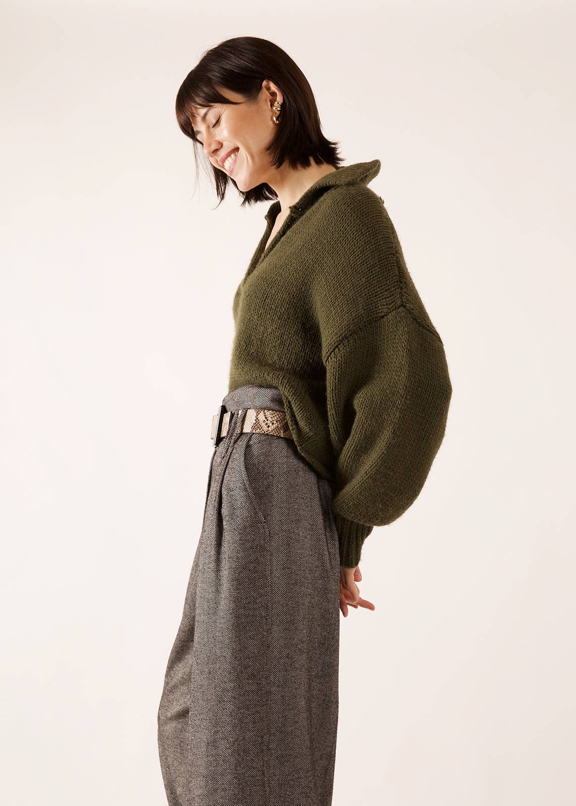 JULIA PARIS – wholesale Pullovertröja - Dam – Stickad tröja i blandad ull med skjortkrage3