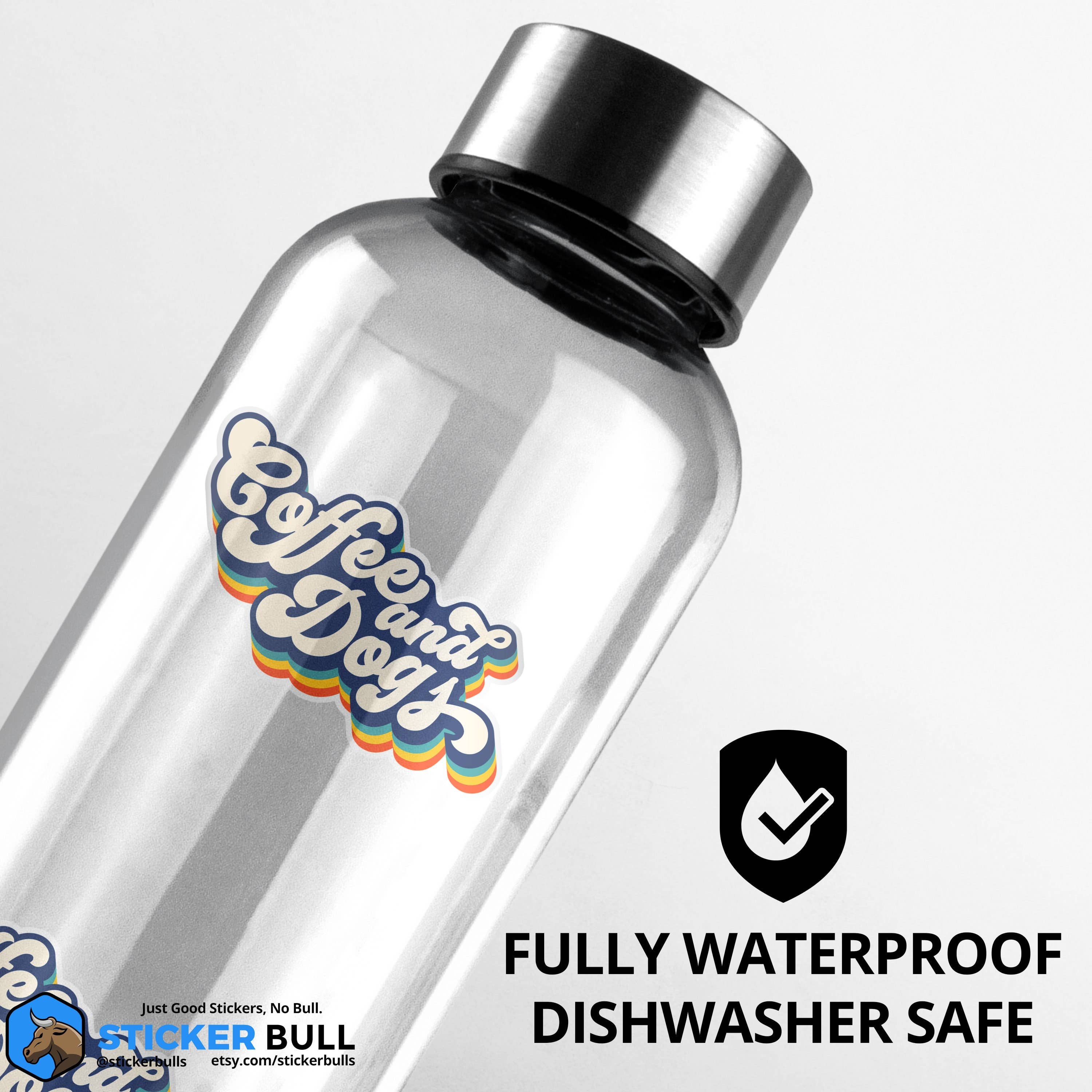 Sticker Bull – Adesivo por atacado – Adesivo Coffee and Dogs, adesivo engraçado de café e meme, adesivo Dog Mom, vinil impermeável para carro, laptop, celular e garrafa d’água4