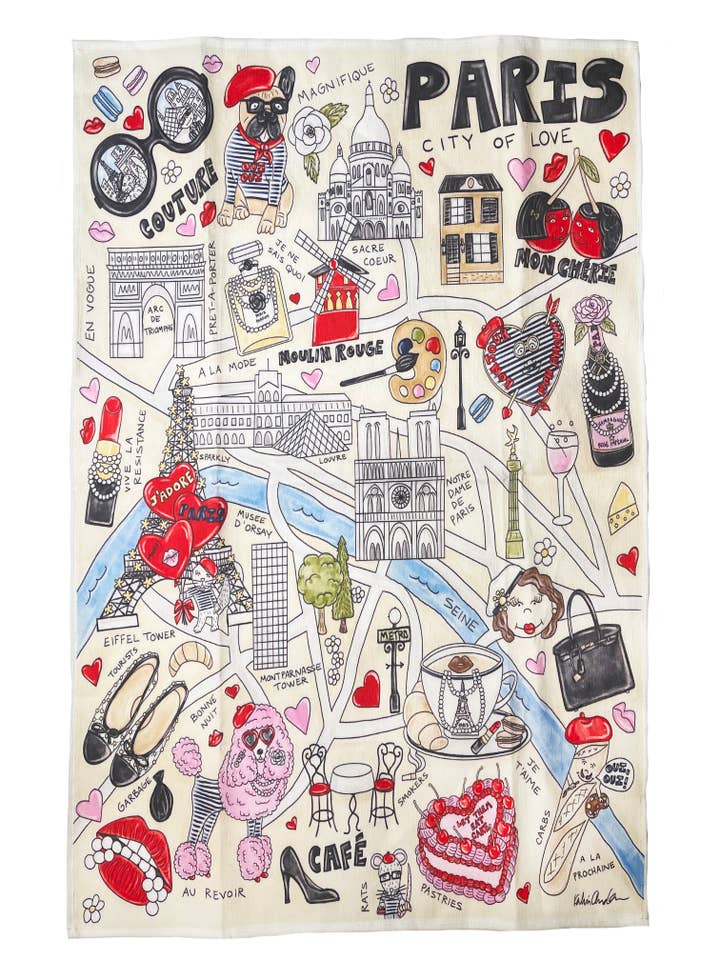 Paris Map Tea Towel for wholesale by KAHRI