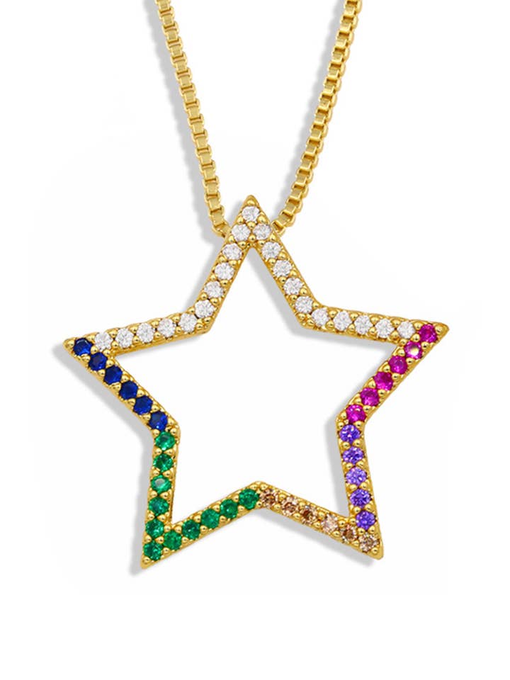 Stjerne Cubic Zirconia kæde halskæde N4947 for engroshandel hos Ole