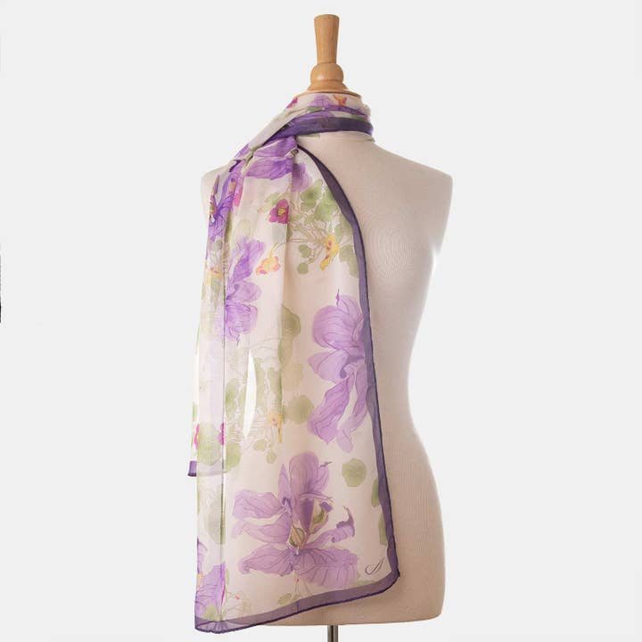 Elizabetta Made in Italy USA - Wholesale Scarf - Women's - Monique - Long Sheer Silk Scarf - Lavender3