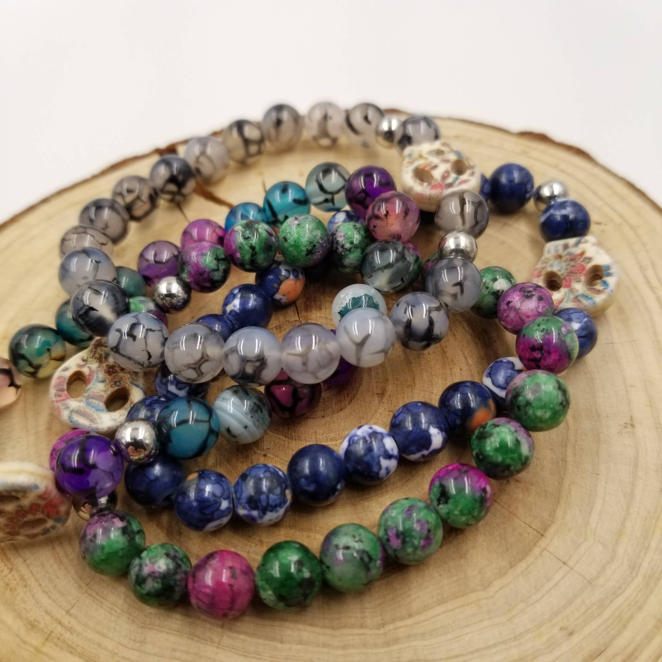 CHAKRA JEWELRY - Wholesale Armband met kralen - Natuurstenen armband met Halloween Death Skull 2