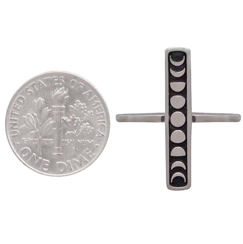 Nina Designs - Wholesale Band/Stacked Ring - Sterling Silver Moon Phase Bar Ring2