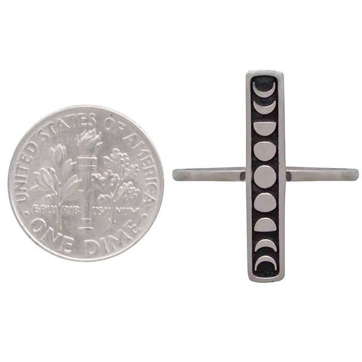 Nina Designs - Wholesale Band/Stacked Ring - Sterling Silver Moon Phase Bar Ring2