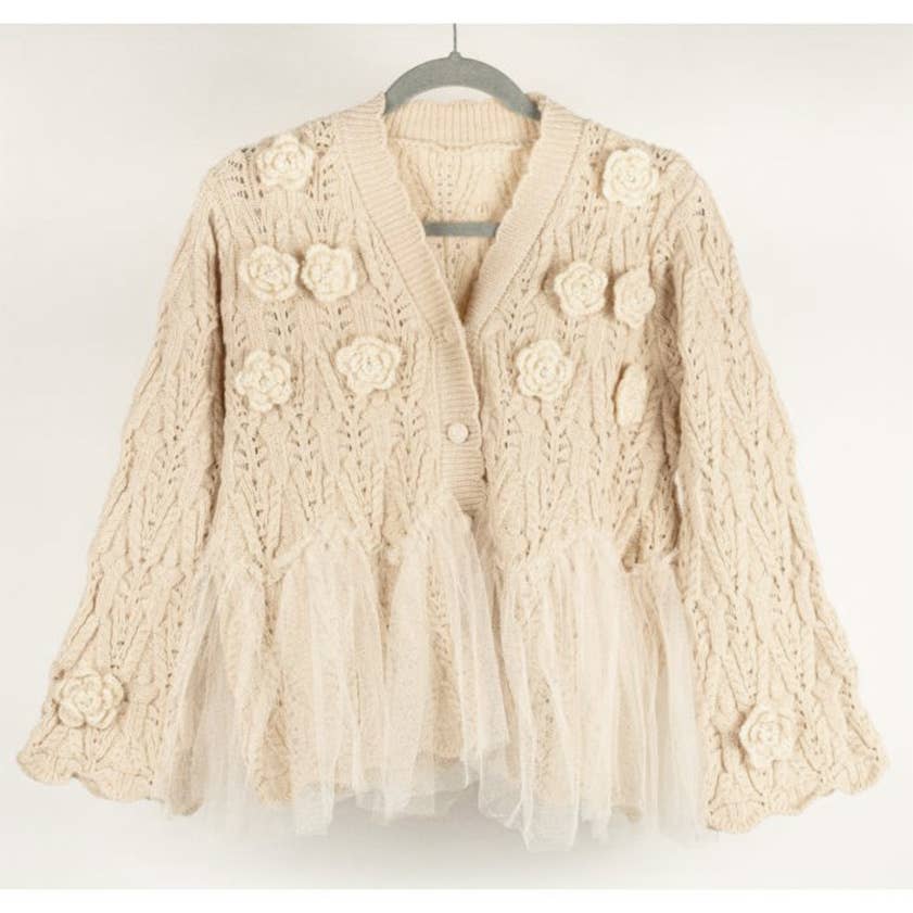 PEACH ACCESSORIES - Wholesale Cardigan - Dames - Superzacht vest met rozenbloemdetails SK1315