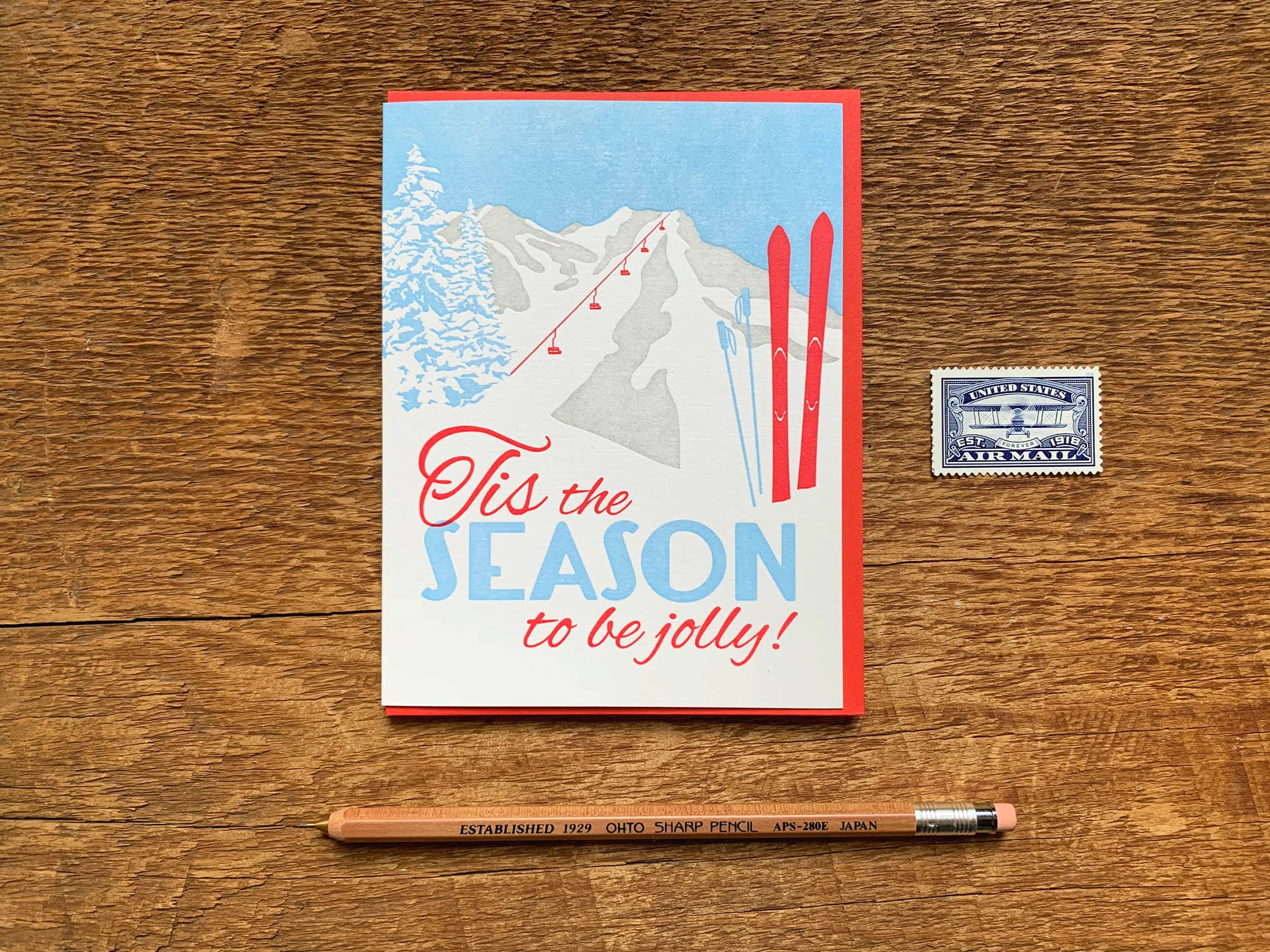 Noteworthy Paper & Press - Wholesale Season's Greetings Card - Tis Skis Card1