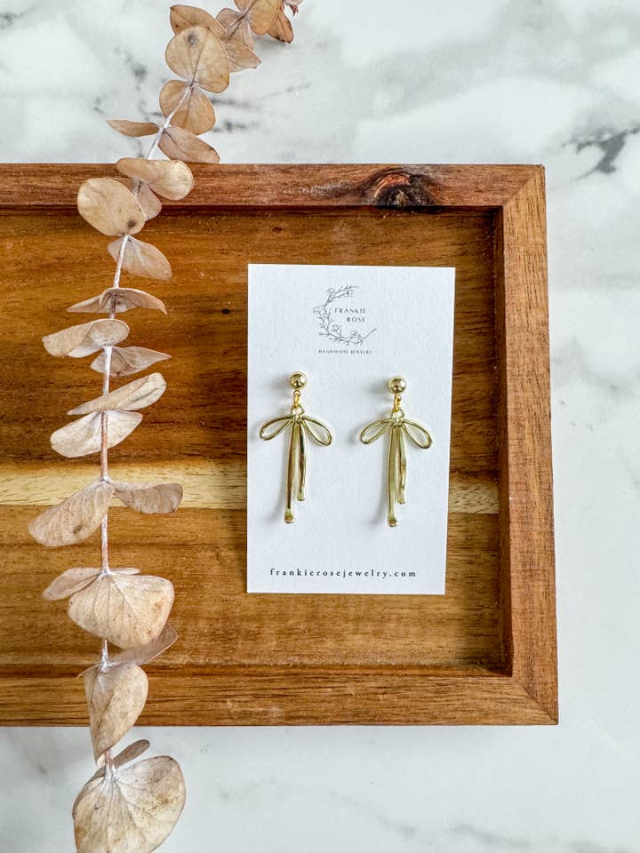 Gold bows for wholesale by Frankie Rose Jewelry
