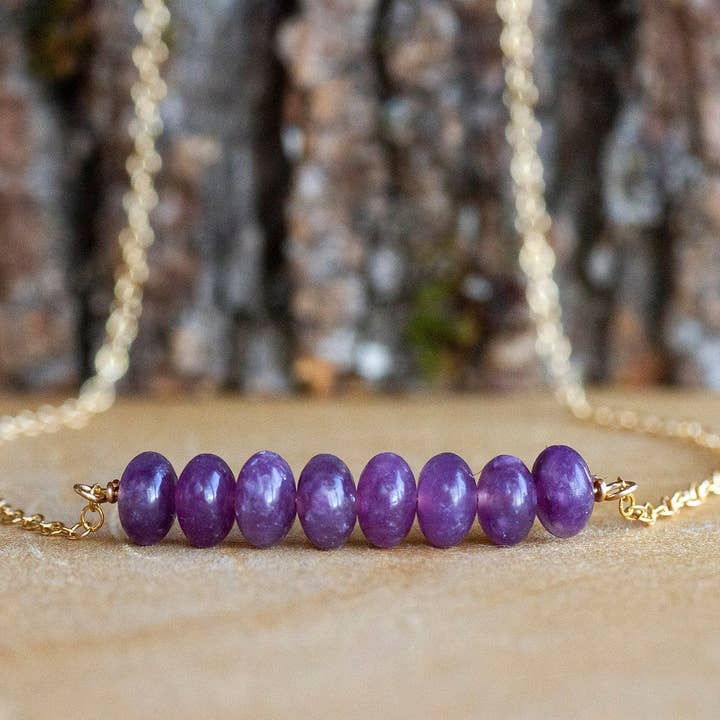 Lepidolite Bar Necklace - Healing Crystal Necklace for wholesale by Moon Lotus Rising