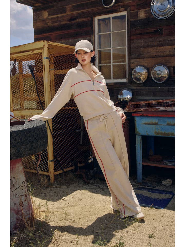 Dress Forum - Wholesale Pants - Women's - Track Stripe Wide Leg Sweatpants (1)8