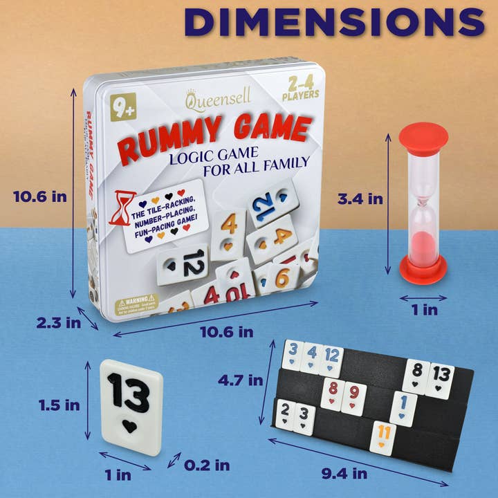 Queensell - Wholesale Board Game - Rummy Cube Game with Case, Board Game for Kids and Adults