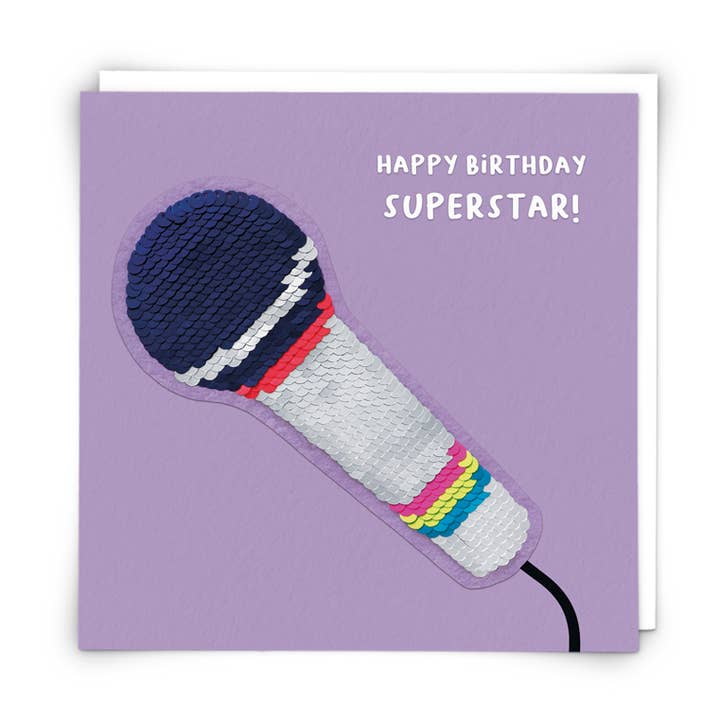 Carte Superstar à paillettes avec patch à paillettes réversible réutilisable pour la vente par Redback Cards - ALL duties and tariffs paid