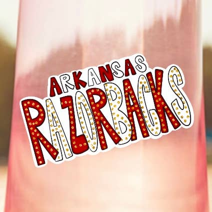 Arkansas Razorback inspired game day waterproof stickers for wholesale by on the Bayou