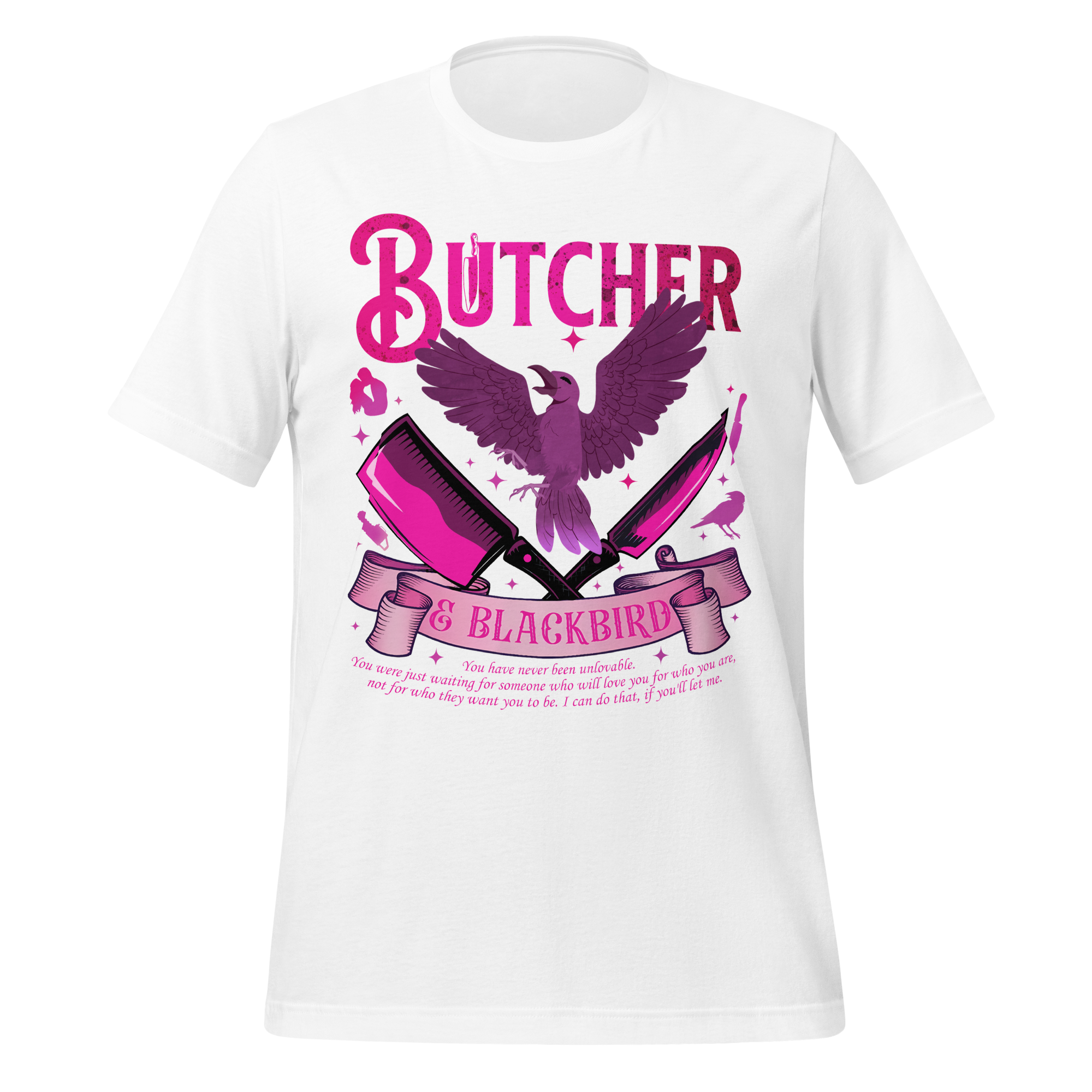 MagicMerchEmporium - Vente T-shirt sérigraphié – femme - T-shirt Butcher & Blackbird inspiré du roman dark romance10