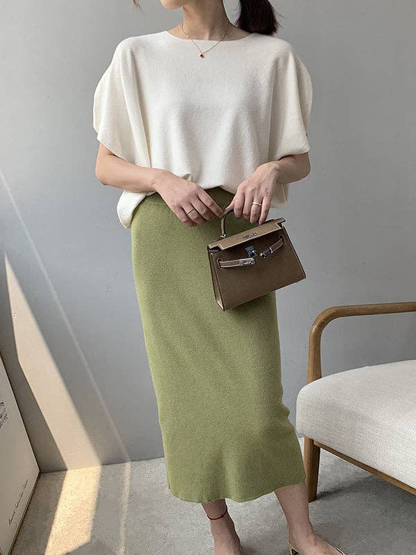 Sheer Trend – Großhandel Strickoberteil – Damen – Lose, einfarbige, schulterfreie Strickpullover-Pullover-Tops mit halben Ärmeln12