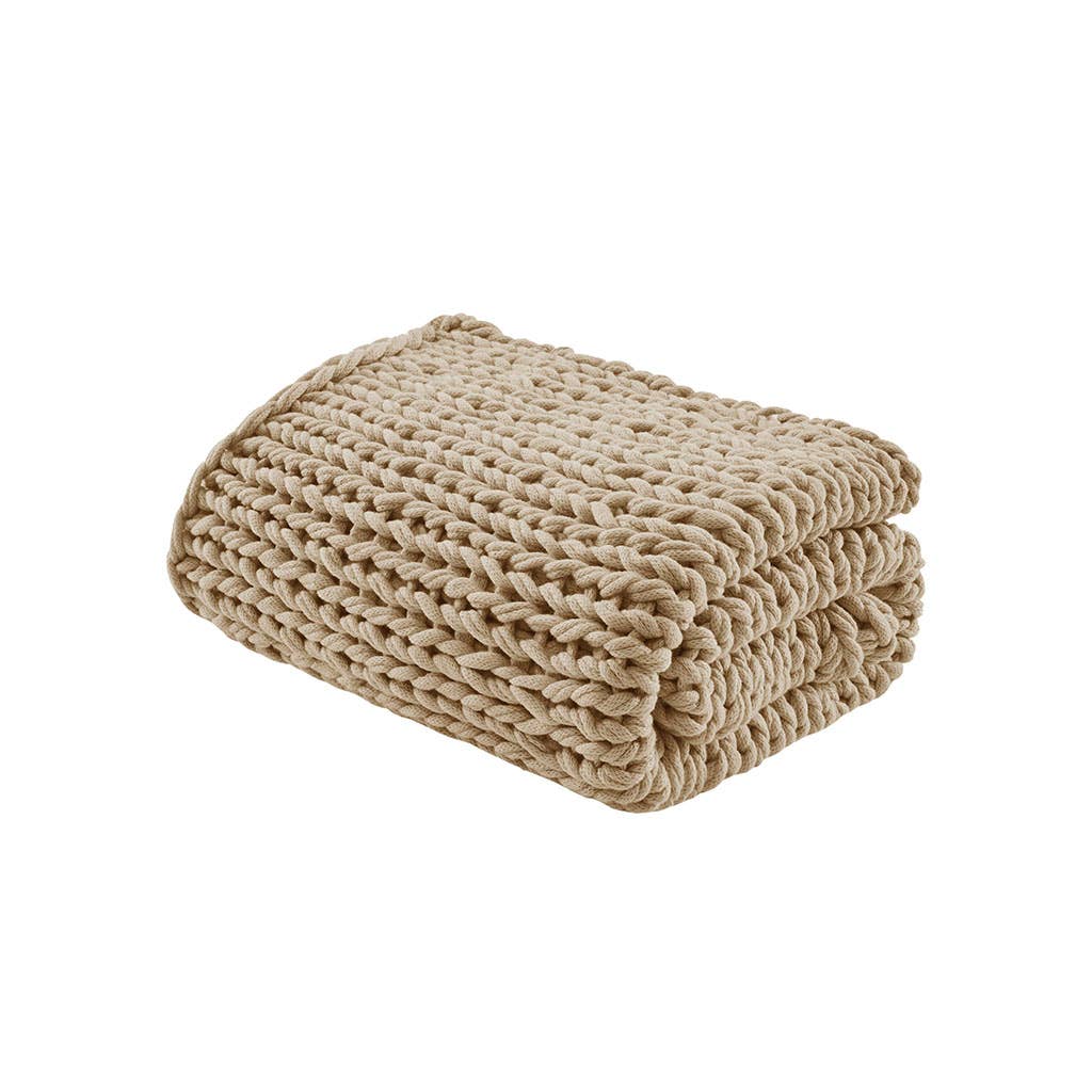 Olliix - Wholesale Throw Blanket - Handmade Chunky Double Knit Throw 50x60", Tan4