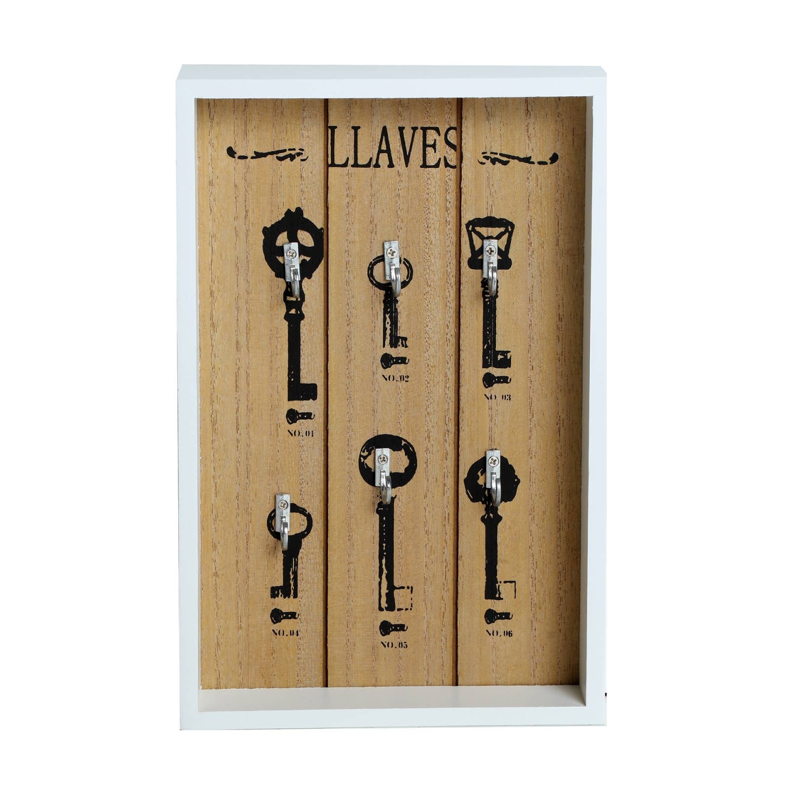 B&B - Venta al por mayor Ganchos de pared - Caja De Llaves Madera Dm Blanco/Marrón 18X4X28cm0