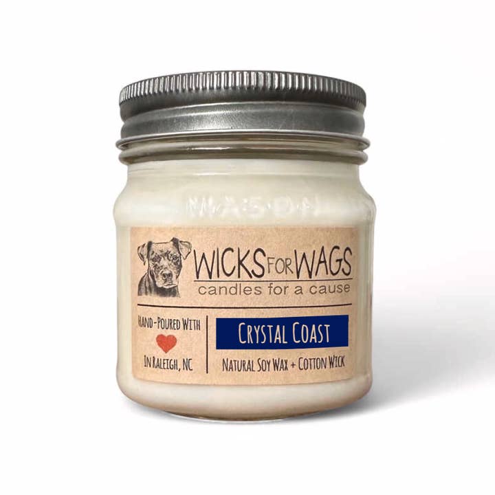 Crystal Coast | Mason Jar Soy Candle for wholesale by Wicks for Wags