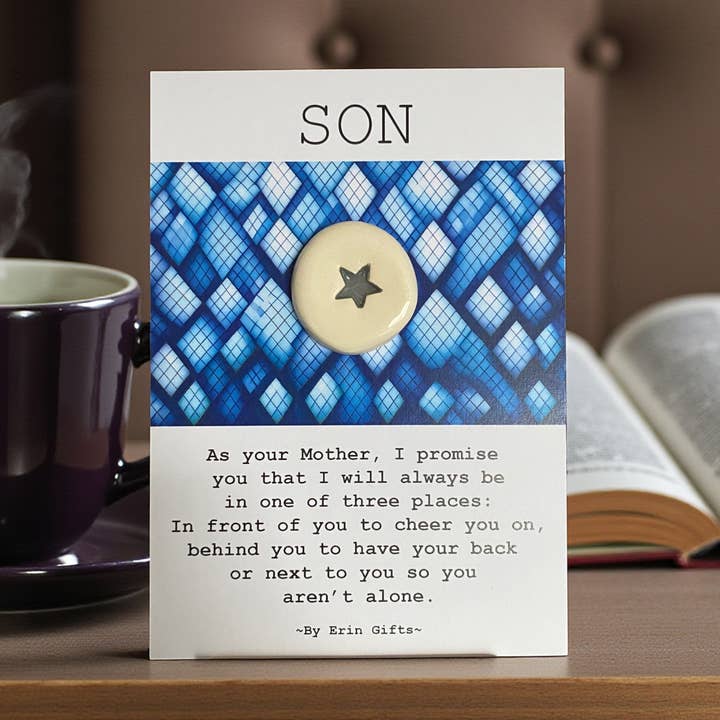 Hijo, como tu... ficha cerámica de bolsillo, abrazo de bolsillo y tarjeta para venta al por mayor de By Erin Cards and Gifts Ltd